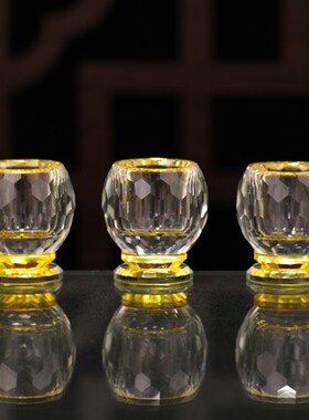 七彩水晶玻璃供水杯透明供奉观音莲花圣水K杯家用摆件净水杯佛供