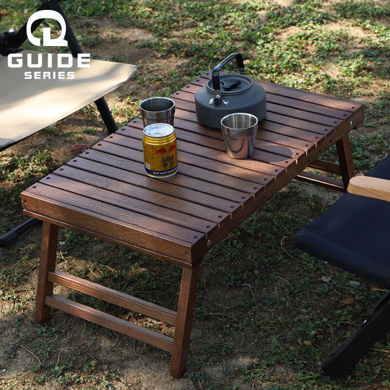 户外露营实木小桌帐篷内小桌榻榻H米小桌茶几桌野餐折叠桌