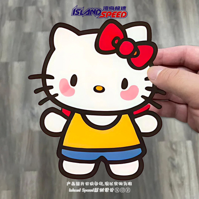 KT凯迪猫汽车贴纸可爱涂鸦卡通绘画趣味装饰电动车头盔贴