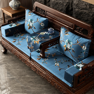 中式红木沙发垫带靠背高端罗汉床沙发坐垫五件套垫子定制防滑座垫