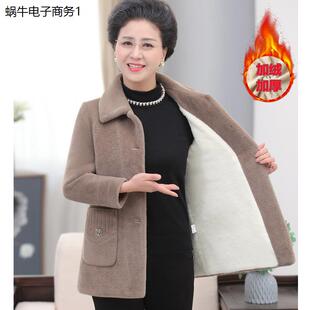 妈妈冬装外套2024新款水貂绒棉衣中老年女装加绒加厚奶奶毛呢大衣