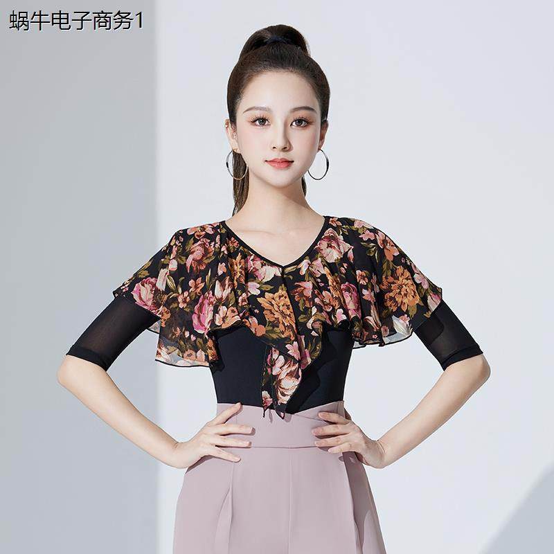 舞服新款网纱印花成人女