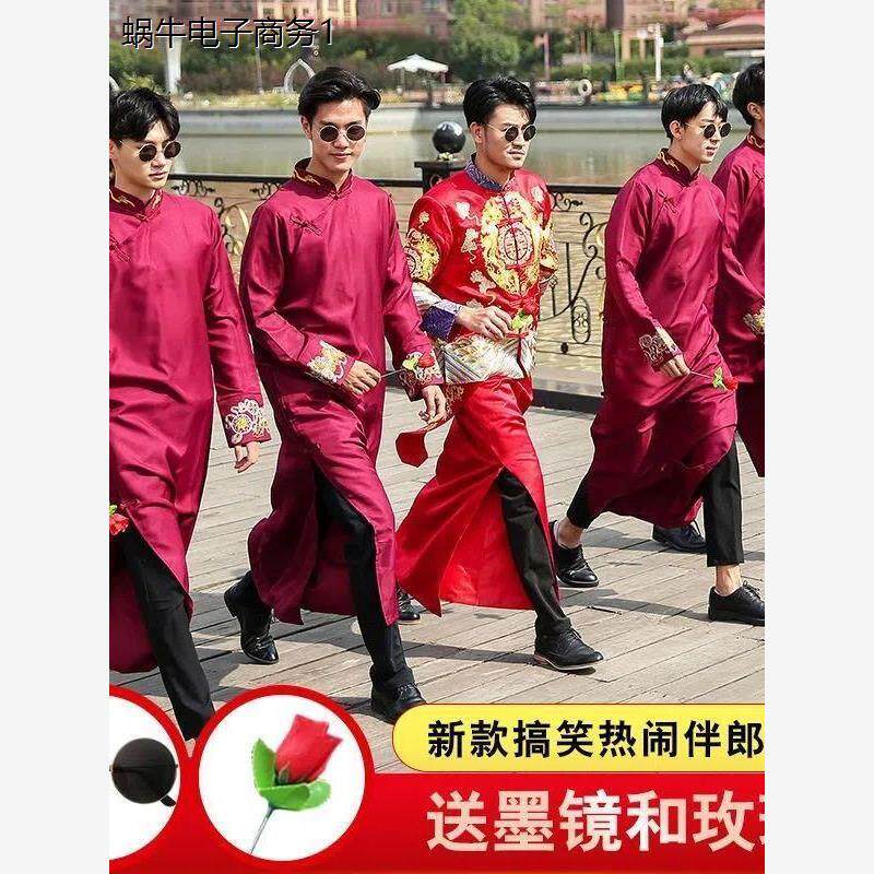 中式伴郎服结婚礼服兄弟团服装风相声服大褂马褂男士长衫长袍