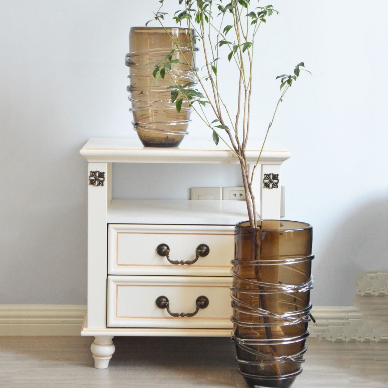 轻奢透明缠丝条纹玻璃吹制咖色花瓶高级酒店大堂样板房售楼处摆件,模玩/动漫/周边/娃圈三坑/桌游,文化/体育周边,淘宝优惠券,粉丝福利购,淘宝优惠卷