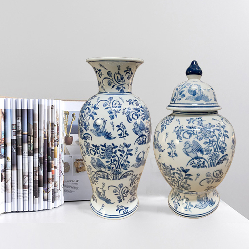陶瓷花瓶客厅摆件储物罐青花瓷瓶中式家居电视柜装饰花瓶