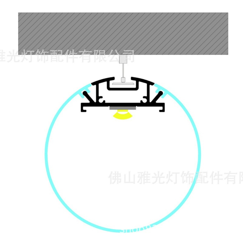 圆形60*60 LED硬灯条外壳 可吊装铝槽灯槽 铝槽灯条 铝材套件