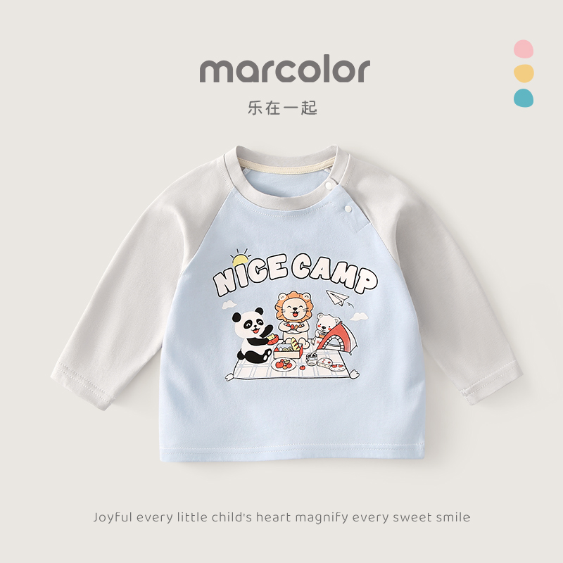 马卡乐男童长袖t恤纯棉2025新款
