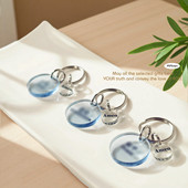 果子 原创设计透明 灰蓝夹心亚克力圆形钥匙扣挂件中英文 颂