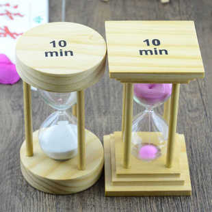 十分钟时间木质底座沙漏 精品原木计时器 创意学习倒计时桌面摆件