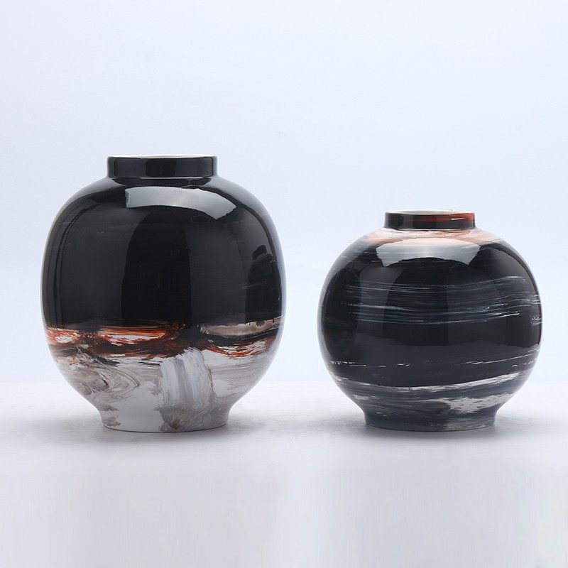 新中式手绘陶瓷花瓶摆件轻奢样板间客厅样板房玄关下叠花器装饰品,模玩/动漫/周边/娃圈三坑/桌游,文化/体育周边,淘宝优惠券,粉丝福利购,淘宝优惠卷