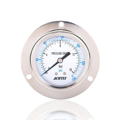 不锈钢压力表充油耐振轴向带前边USA YN60BF 16BAR 240PSI 1/4PT