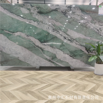 轻奢感天然大理石圆形餐桌天然蓝宝石别墅意式现代简约餐桌桌面加