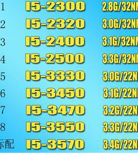 I5-2300 2320 2400 2500 3330 3450 3470 3550 3570 散片CPU