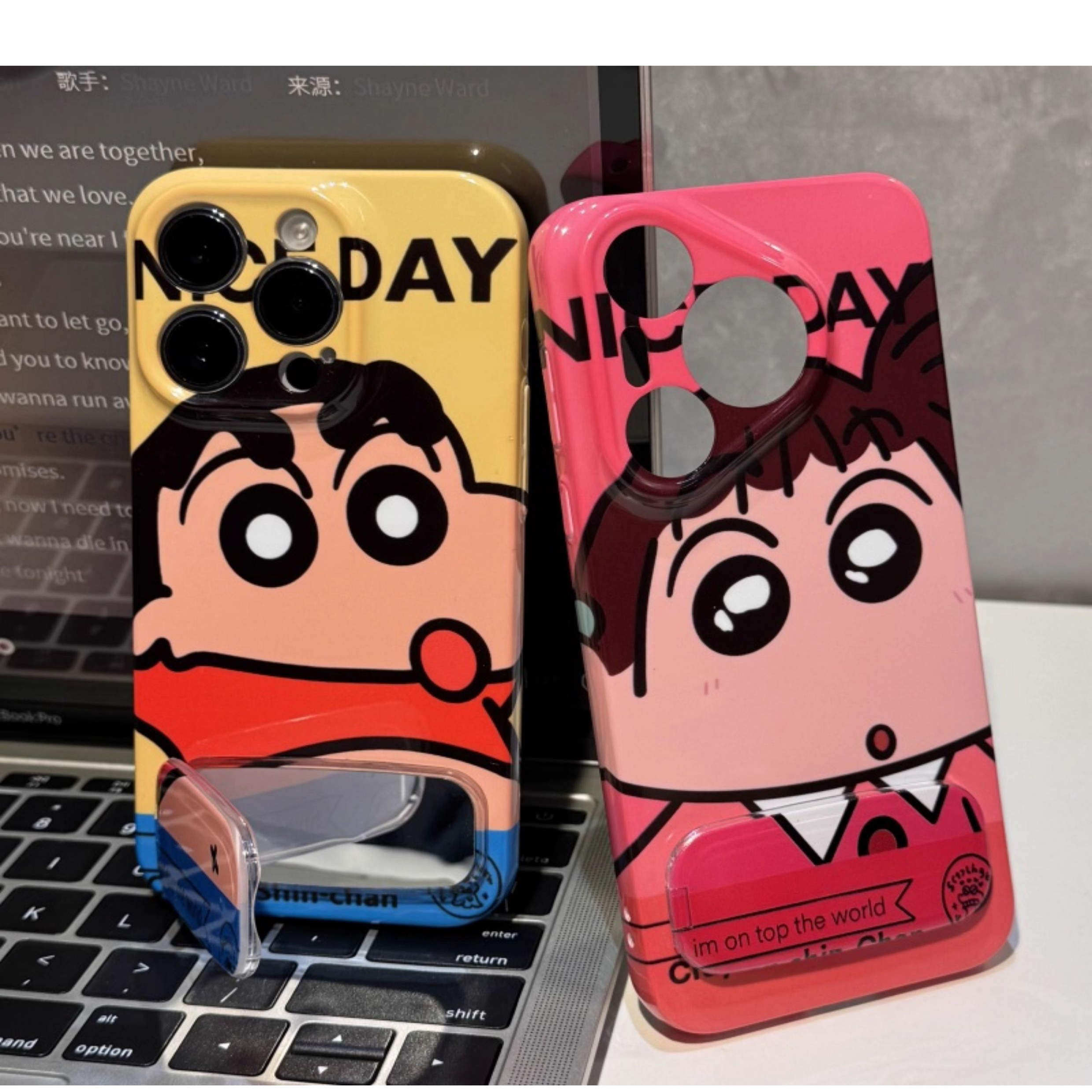 15plus手机壳硬IQOOz9TURBO新款iPhone16情侣妮妮小新VIVOx100s菲林红米note14带镜子支架苹果13创意12ProMax