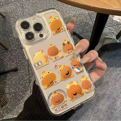 iPhone16透明软苹果15plus华为畅享80创意VIVOY200适用荣耀400摆烂水豚噜噜手机壳OPPOA58红米note14一加ACE5