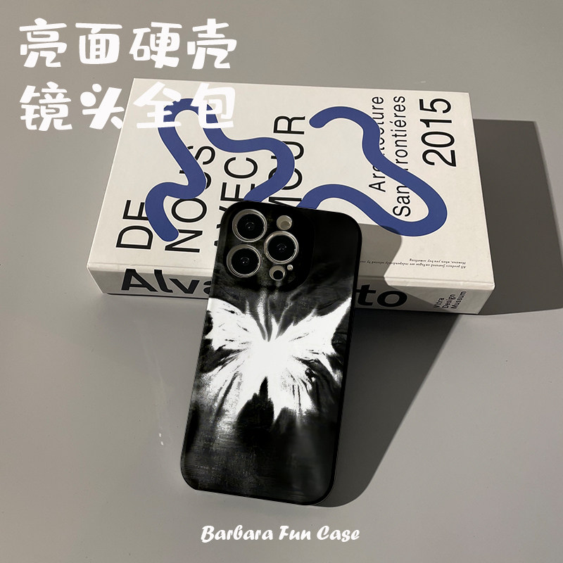 黑白油画蝴蝶iPhone16创意苹果12菲林VIVOiQOO13艺术HI畅享70PLUS手机壳硬14ProMax小众适用15plus红米TURBO4