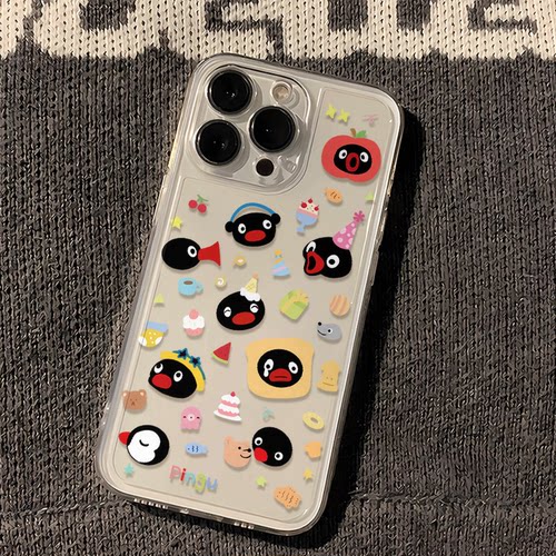 OPPOFINDX9手机壳小米17适用红米K90ProMax透明软iPhone15小熊pingu企鹅16卡通12苹果13创意14PLUS荣耀Magic8