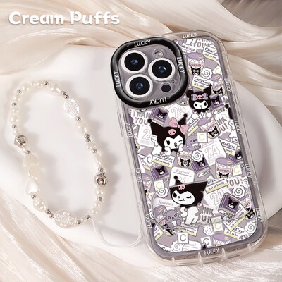 荣耀WIN卡通红米TURBO4高颜值iPhone17适用16p带挂绳14plus手机壳软苹果13镜子支架15ProMax可爱三丽鸥库洛米