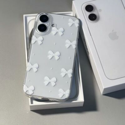 iPhone12适用白色蝴蝶结15ProMax荣耀300ULTRA透明软ins风苹果13手机壳16plus小众红米note14小清新vivoy300t
