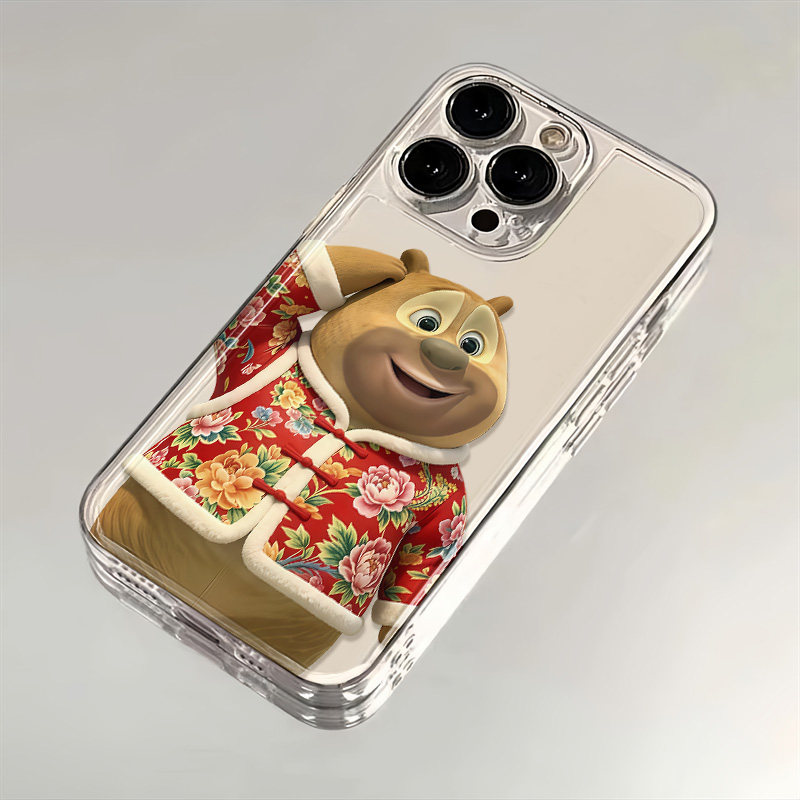 VIVOY500挠头花袄熊出没苹果13软16适用OPPORENO15荣耀畅玩70PLUS透明iPhone17手机壳12ProMax可爱华为NOVA14