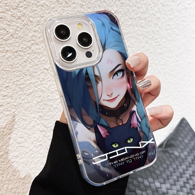 苹果12英雄联盟金克斯OPPOReno13适用手机壳iPhone14高颜值羽纱16plus潮牌硬15ProMax创意华为MATE70真我neo7