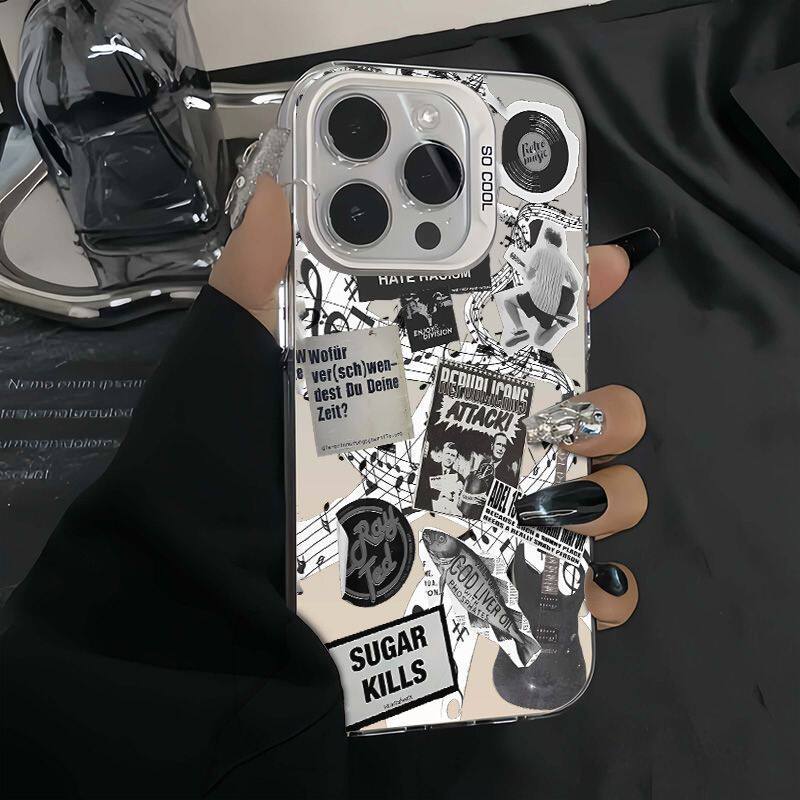 适用IQOOZ10TURBO吉他咸鱼海报一加13T手机壳FINDX8彩银14硬创意iPhone12苹果16华为PURA80ULTRA潮酷15ProMax