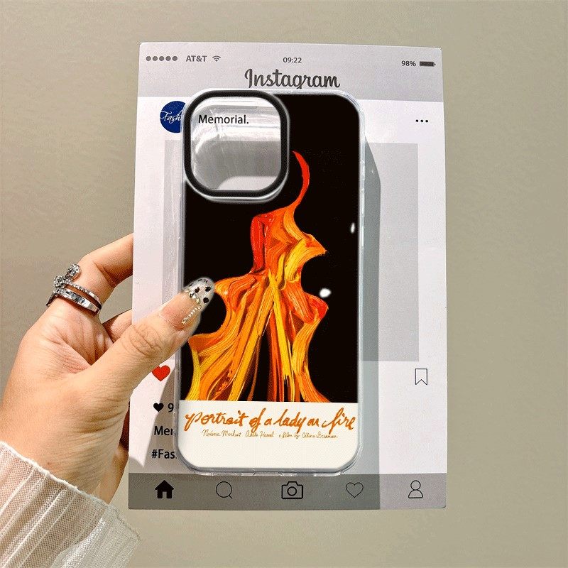 小众适用小米15硬大孔13ProMax手机壳带挂绳iPhone12创意苹果14燃烧火焰16plus个性VIVOs20pro华为Pura70pro+