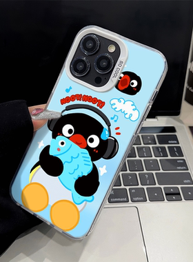 华为Mate60适用12ProMax雪地抱鱼pingu企鹅苹果17卡通15手机壳14plus彩银iPhone13硬16e新款华为Mate70pins风