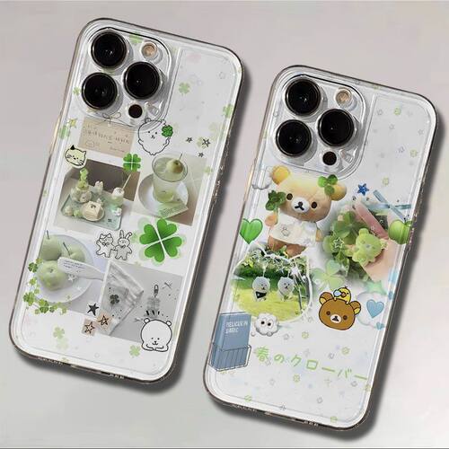 OPPOFindx9适用15ProMax手机壳软苹果17创意13透明iPhone14小清新荣耀畅玩60A可爱16PLUS四叶草轻松熊红米k80