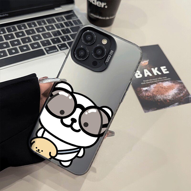 苹果16手机壳硬iPhone13眼镜小狗红米note15彩银14plus适用华为NOVA12情侣小米17ProMax可爱OPPOFindx8高颜值