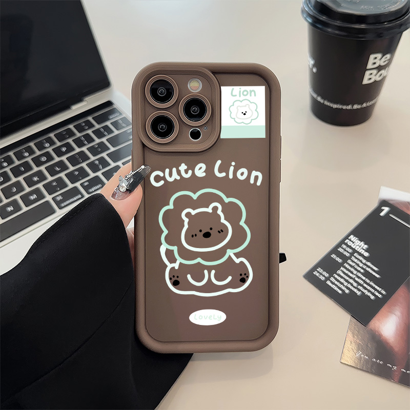 红米TURBO4手机壳15ProMax简约狮子英文14plus适用软苹果13pm糖果OPPOReno12创意iPhone16简笔VIVOS30PROMINI