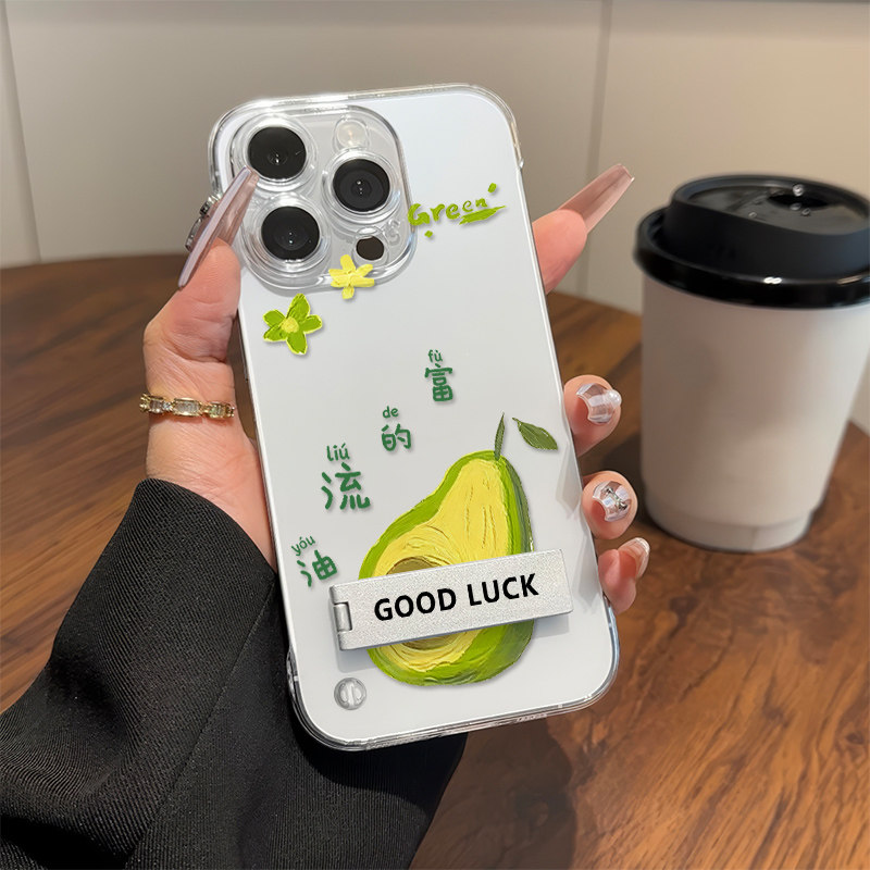 富的流油iPhone17高级感华为HI畅享80PRO简约适用16pro硬15plus手机壳带支架苹果14无边框13ProMax超薄12透明