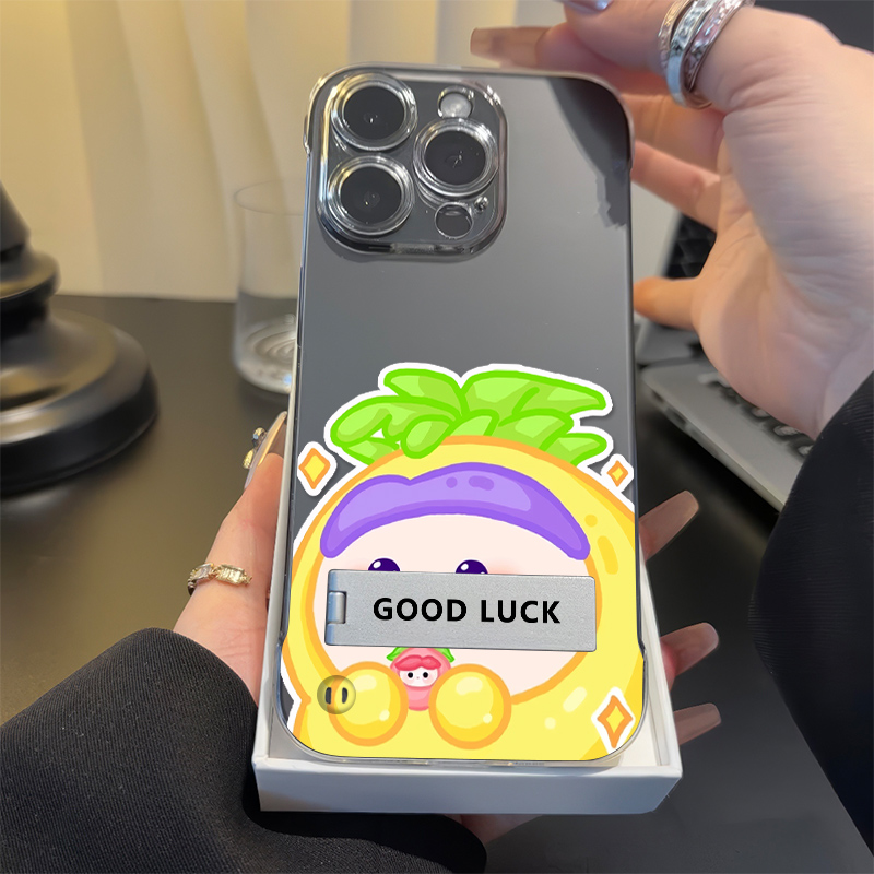 手机壳带支架透明17Air适用超薄14硬16PLUS苹果13情侣菠萝吹雪梨花诗iPhone15无边框12Promax可爱OPPOFINDX8S