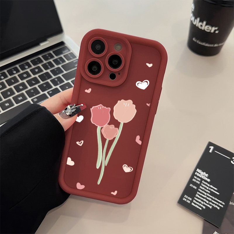 iPhone16手机壳15ProMax爱心郁金香14plus适用软苹果13糖果华为NOVA12Ultra小清新华为Mate60ins风荣耀MAGIC7