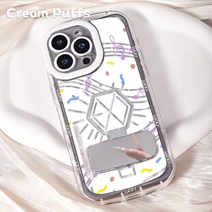 iPhone17p适用OPPOK13TURBO带挂绳15plus小众OPPOA5X手机壳软苹果14p镜子支架16ProMax创意EXO应援棒VIVOX300