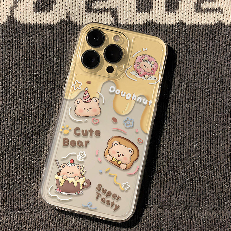 iPhone16透明软苹果15promax华为NOVA14创意适用奶油面包小熊手机壳荣耀POWER真我gt7pro小米CIVI5PRO一加13T