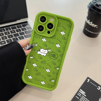 一加13满屏线条小猫OPPOReno14可爱苹果15适用软16plus糖果12ProMax手机壳iPhone创意OPPOFindx8新款VIVOx90s