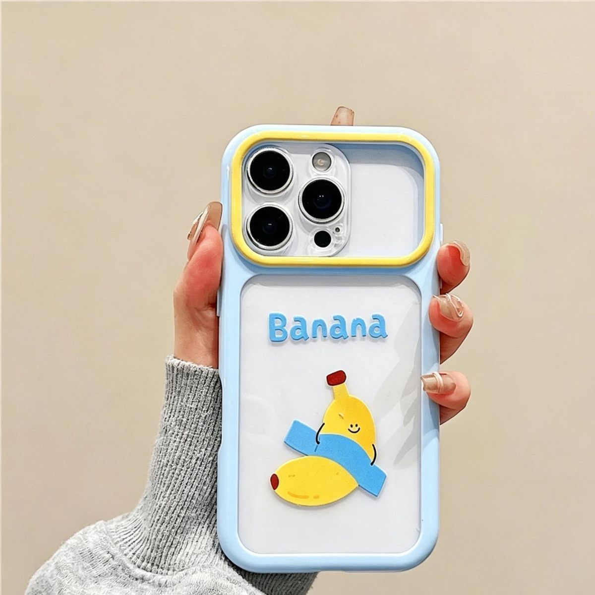 适用iPhone12苹果13大视窗适用小米17可爱香蕉表情硬ins风16PLUS适用OPPORENO15手机壳14ProMax星空壳适用s60