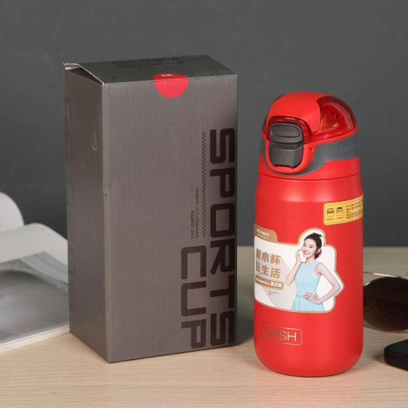 内销高品质304不锈钢410ml保温杯弹盖可锁吸管保冷冬季保暖随手杯