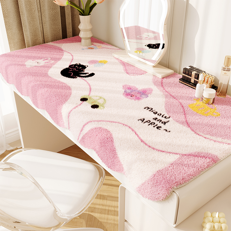 少女心桌垫毛绒卧室毛绒梳妆台垫
