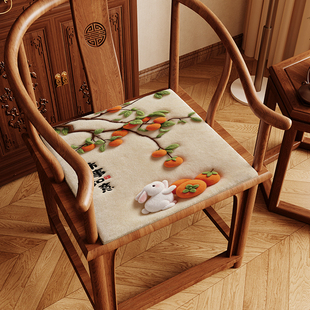 轻奢高级感凳子餐椅座垫办公室坐垫冬季毛绒加厚屁股垫中式座椅垫