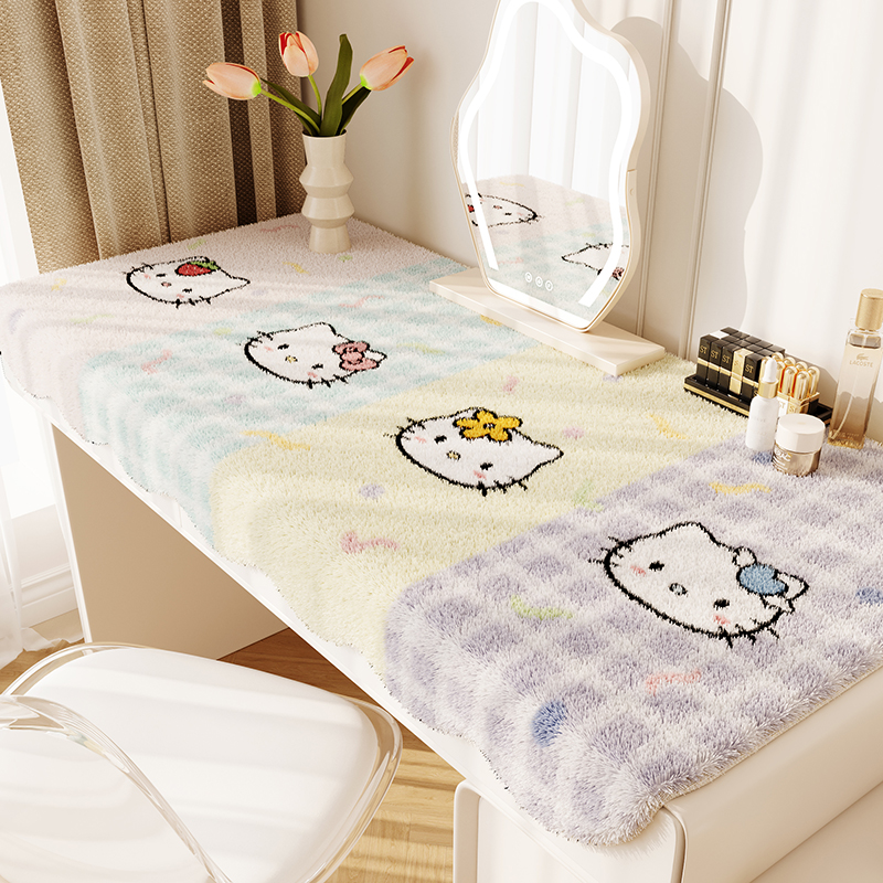 奶油风卡通桌面保护垫子化妆桌布