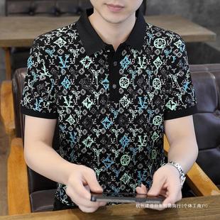 男装 上衣2025夏季 欧洲站潮牌高端翻领polo衫 半袖 t恤 新款 冰丝短袖