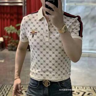 新款 潮流时尚 夏季 体恤上衣 洋气百搭修身 短袖 欧洲站男士 印花POLO衫