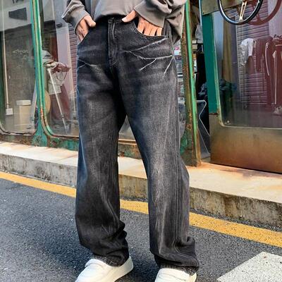 2025秋冬新款黑灰微喇牛仔裤