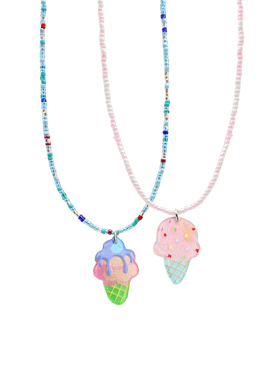 韩国冰淇淋夏季项链小女孩公主可爱卡通锁骨链彩色串珠配饰潮