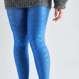 裤 中厚提花亮丝交叉棱形格时尚 袜 女士欧美风格 秋冬大码