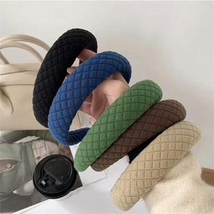 复古菠萝纹菱格发箍女ins潮网红高颅顶头箍外出压发头饰