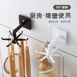免打孔壁挂厨房收纳架多功能勺子锅铲挂钩置物架旋转设计D3