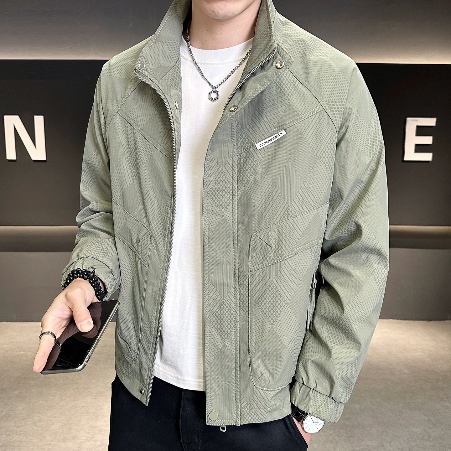 春秋新款立领男工装潮流百搭夹克